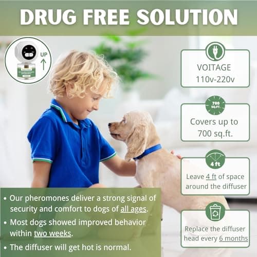 Dog Calming Pheromone Diffuser Kit with Timer – 2 Plug-Ins + 4 Refills – Smart 4-Level Timing Calming Aid – Stress Relief for Dogs – Help with Anxiety, Barking, Fighting, Thunder, Travel, Vet Visits - Thumbnail 6