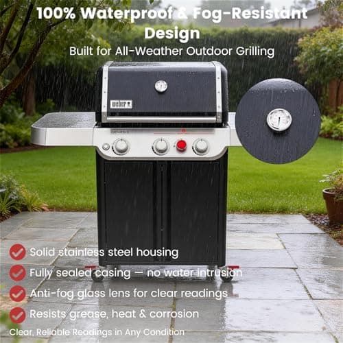 BLUES GRILL PARTS 67088/67731 2-3/8" Grill Thermometer - Replacement for Weber Genesis 300 (2007-2016), Genesis II 300/400 & Summit Series (2005-2016, E/S310/315/330/335/410) - Thumbnail 3