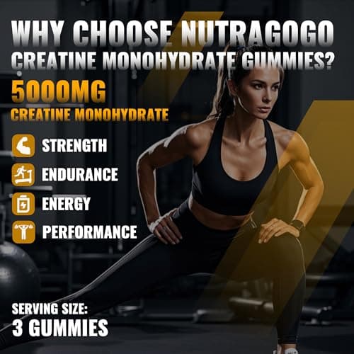 NUTRAGOGO NSF Certified Creatine Gummy - Creatine Monohydrate Gummies for Men & Women-5g of Creatine Monohydrate per Serving - Sugar Free,Vegan, Organe Electrolyte Chews, 135 Count - Thumbnail 5