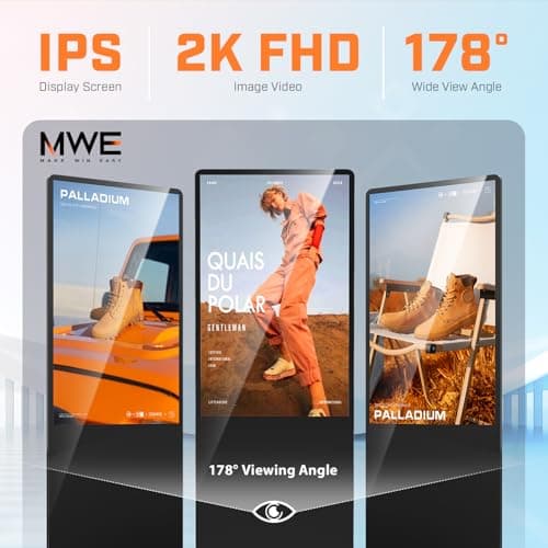 QIXZOCV MWE 43 Inch Indoor Floor Standing Digital Signage Advertising Display Kiosk LCD Screen Commercial Totem Android System Vertical Poster with Auto Media Player - Thumbnail 3