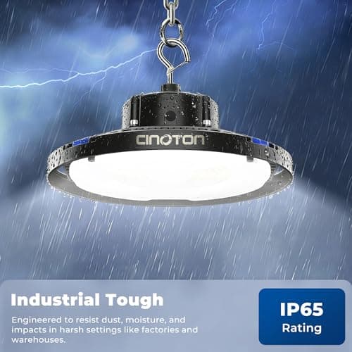 CINOTON Smart UFO LED High Bay Light 150W 21000lm, 2700K-6500K 1-100% Brightness Stepless Dimm Aluminum Shop Lights, ETL Listed Lighting for Garage Factory, APP/Alexa/Remote Control, 120-277V, 1 Pack - Thumbnail 5