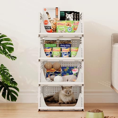 Pinkpum 5 Pack Stackable Plastic Storage Closet Organizers and Storage Bins Drawer Shelf Storage Container for Wardrobe Cupboard Kitchen Bathroom Office White - Thumbnail 6