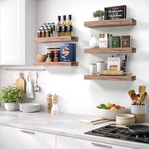 Sorbus Floating Shelves for Wall – 16 Inch Floating Shelf for Kitchen, Bedroom, Living Room, Bathroom, Home & Wall Decor - Mounted Bathroom Shelves with Invisible Brackets (Mahogany, 3 Pack) - Thumbnail 5