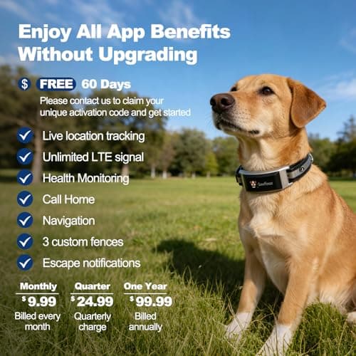 GPS Electric Dog Fence, Wireless Dog Fence, Subscription-Based System, Portable Fence for Outdoor Use, Rechargeable Waterproof Silicone Collar Adjustable for Dogs - Thumbnail 4