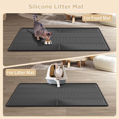 AMOK Cat Litter Mat, Extra Large Silicone Litter Box Mat 40" x 28", Waterproof Litter Trapping Mat for Cats, Durable and Easy to Clean, Black - Thumbnail 6