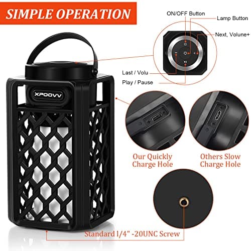 Father's Day Gifts for Dad, Birthday Gifts for Men, Outdoor Bluetooth Speakers Waterproof Portable LED Flame Speaker 10W Bass, Women Couples, Patio Porch Garden Home Backyard Decor (1 Pack) - Thumbnail 5