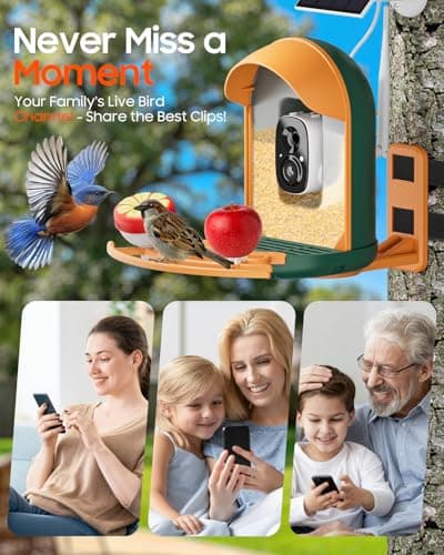 Bird Feeder with Camera, Smart Birdfeeder with Cam Solar Powered, 2K HD Video, AI Identification, Instant Arrival Alerts, IP66 Bird Bath & Feeder,Gift for BirdLover (with Stand, Dark Green) - Thumbnail 3