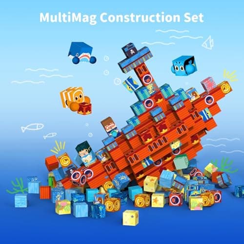 VNLINA Magnetic Building Blocks for Kids - 154Pcs Magnetic Cubes STEM Montessori Sensory Toys Set Creative Gift for Boys Girls Ages 3 4 5 6 7 8 9 10+ - Thumbnail 3