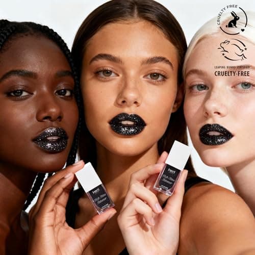 HECI BEAUTY Glitter Lip Gloss, Hydrating High Shine Lipgloss for Women, Non-Sticky Plumping Lip Oil with Vitamin E, Long Lasting Shimmer Finish for Daily Makeup, Midnight Black, 0.21 fl oz - Thumbnail 6