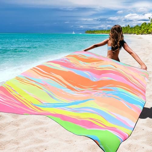 HIHOHO Beach Blanket Waterproof Sandproof Extra Large Beach Mat 79" X 83"/120"x108"for 1-8 Adults Quick Drying Durable Outdoor Picnic Mat for Beach Travel Camping Hiking - Thumbnail 5