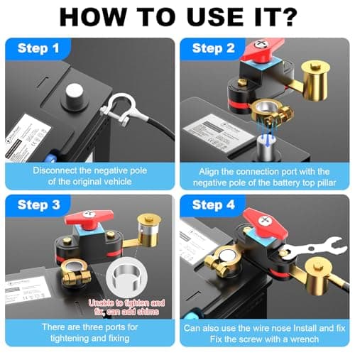Battery Disconnect Switch, Heavy Duty Battery Shut Off Switch, Can Rotate 180, High Current Master Battery Power Cut Isolator Kill Switch, Battery Kill Switch for Car, RV and Boat (1PCS Upgraded) - Thumbnail 6