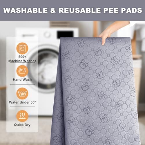 Washable Pee Pads for Dogs, 18"x24" 2 Pack Reusable Puppy Training Pads, Super Absorbent Waterproof Leak-Proof Dog Pee Pads, Non-Slip Bottom, Heavy Duty Whelping Pads for Crate, Playpen, Bed, Floor - Thumbnail 5