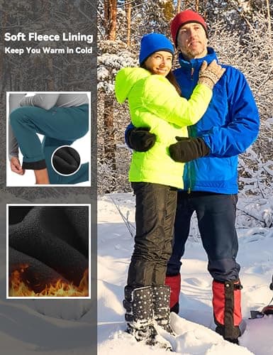 MOURCE Softshell Hiking Pants Men with Pockets - Fleece Lined Winter Pants for Men Outdoor Sports, Corsair Blue - Thumbnail 4