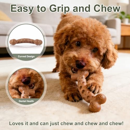 JoviQ Dog Bone Toy for Aggressive Chewers Tough Dog Chew Toys for Samll Breed to Keep Them Busy (Small-Under 20LBS, Milk) - Thumbnail 4