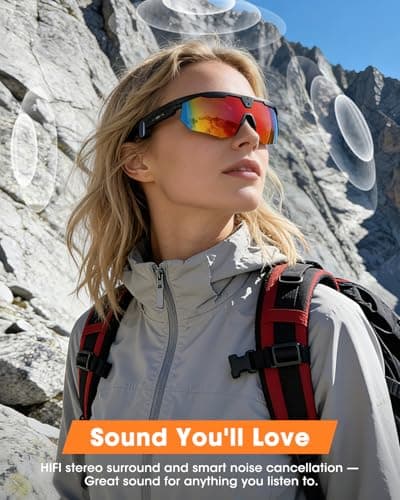 Mingtawn Smart Glasses with 4K HD Anti-Shake Camera & 3D Stereo Speakers | Polarized UV400 Sports Sunglasses | Bluetooth AI Glasses for Outdoor Video, Photos & Music | HiFi Audio Action Camera (Dark) - Thumbnail 6