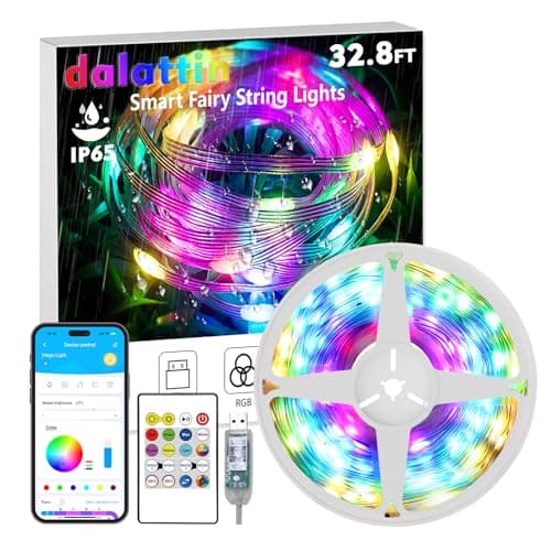 dalattin Led Lights 32.8ft,Smart RGB IIC Fairy Lights 100 LEDs,130+ Holiday Scene Modes,IP65 Waterproof&Sync with Music Led String Lights,New Year Valentine's Decor with App&Remote Control