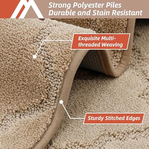 COSY HOMEER Soft Kitchen Rugs [2 PCS] for in Front of Sink Super Absorbent Kitchen Floor Mats and Mats 20x30 Inch/20X48 Non-Skid Kitchen Mat Standing Mat Washable,Polyester,Beige - Thumbnail 3