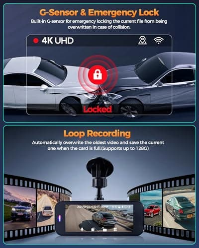 Dash Camera for Cars, 4K Full HD Dual Dash Cam Front and Rear with Wi-Fi, Included 32GB Card, 3.16” IPS Screen, Night Vision, 170°Wide Angle, WDR, 24H Parking Mode - Thumbnail 6