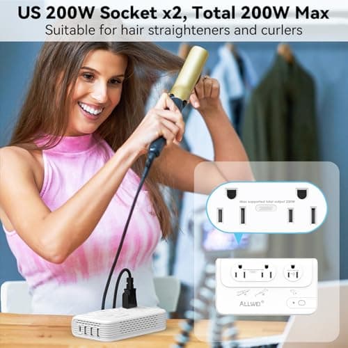 ALLWEI 2000W Voltage Converter 220V to 110V Travel Adapter - Thumbnail 4