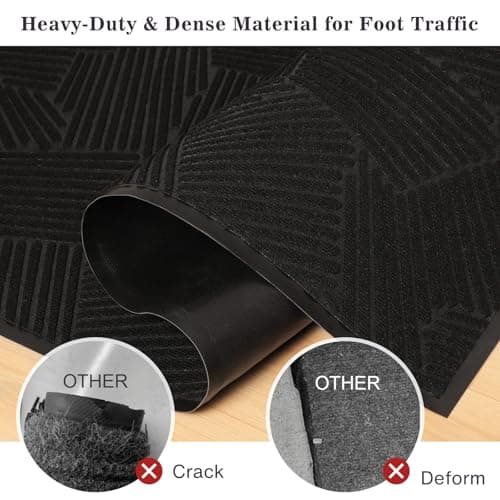 BelleCosy Low Profile Door Mat Indoor Outdoor, 3′ x 6′ Heavy Duty Non Slip Entryway Rug for High Traffic Areas, Grid-Pattern Waterproof All-Weather Floor Mat for Mudroom, Garage, Pet Paths - Thumbnail 2
