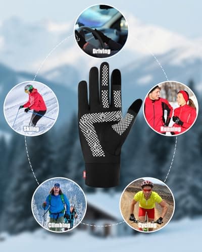 Aegend Lightweight Winter Gloves for Men Women, Warm Running Gloves Touchscreen Thermal Glove Liners for Cold Weather Driving, Cycling & Hiking, Non-Slip, Elastic Cuff, Stretchy, Durable - Thumbnail 5