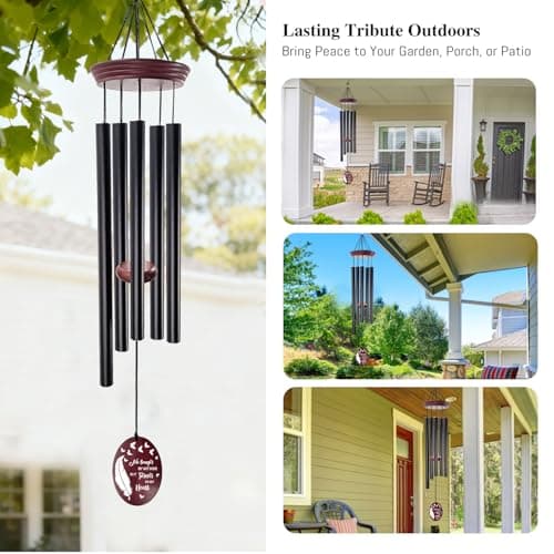 Howarmer Memorial Wind Chimes for Loss of Loved One, 33.5" Sympathy Wind Chimes with Feather & Butterfly Remembrance Sail, Deep Tone Bereavement Gift for Loss of Mom Dad, Outdoor Garden Decor - Thumbnail 6