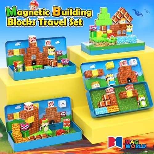 Soyee Magnetic Blocks Travel Toys with Portable Metal Tin - STEM Magnet Building Blocks Toddler Kids Toys for 3 4 5 6 7 8 Year Old Boys & Girls Xmas Birthday Gifts Stocking Stuffers Party Favor - Thumbnail 5