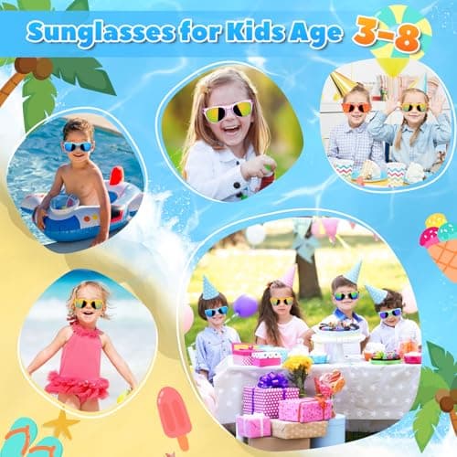 Resuar Party Favors Kids Sunglasses Bulk - Boys Girls Birthday Goodie Bags for Children Age 3-8, UV 400 Protection Neon Sunglasses Great Gifts Goody Bag Stuffers for Kids Party (32 Pack) - Thumbnail 4