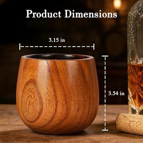 Charred Wooden Bourbon Drinking Glass - Artisan Oak Whiskey Tumbler with Gift Tube, Unique Wooden Whiskey Glass for Men, Bourbon Gifts for Men, Whiskey Glass for Dad Husband Birthday - Thumbnail 2