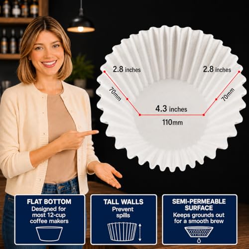 Pine & Pebble® 12-Cup Large Commercial Coffee Filters, 500 Count | Tall-Walled Basket Style (9.84" x 4.33") | No Grounds, No Mess | Fits BUNN & Standard Coffee Makers | Bulk for Cafés & Offices - Thumbnail 3
