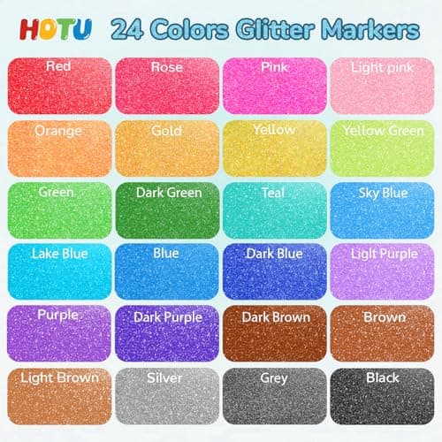 HOTU Glitter Markers Pen: 24 Sparkly Colors Metallic Marker 0.7mm Extral Fine Tip Acrylic Glitter Paint Pens for Rock Painting, Ceramic, Glass, Wood, Fabric, Scrapbooking, DIY Craft Making - Thumbnail 3