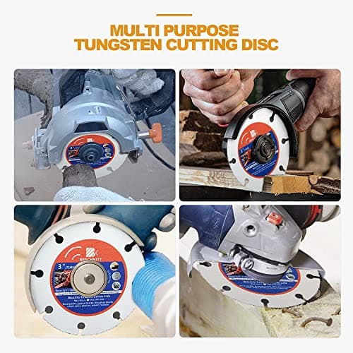 Carbide Multi Wheel,BRSCHNITT 2pcs 4-1/2 Inch (115mm) with Arbor 7/8" Tungsten Carbide Cut Off Wheel for Wood,Laminate,Gypsum Board,Plastic for Angle Grinder Cutting Disc - Thumbnail 3