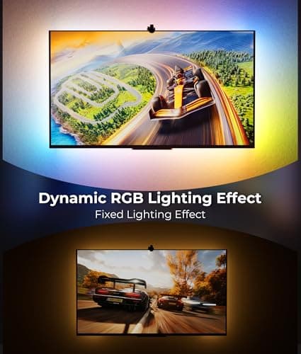 DeckTok TV Backlight LED 15ft - TV Backlight Sync to Screen PC Monitor for 55-75 Inch RGB LED Strip Lights Cuttable with Sensor Smart App Control Game & Music Sync Color Changing Light for Home Decor - Thumbnail 5