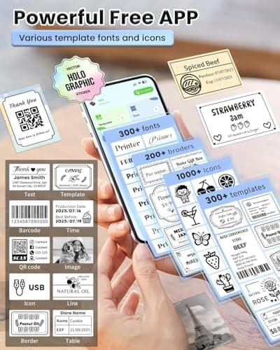 NDYIN Label Makers, Label Maker Machine with Tape, Bluetooth Label Maker, Portable Thermal 2 Inch Label Printer for Small Business, Barcode, Address, Logo, Clothing, Sticker Printer for Phones & PC - Thumbnail 3