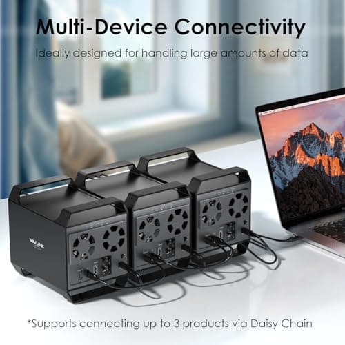WAVLINK 4-Bay Hard Drive Enclosure for 3.5" and 2.5'' SATA HDD/SSD Featuring 10Gbps USB-C 3.2, Max 128TB Capacity, Built-in Temp-Controlled Cooling Fans, 4K HDMI Stunning Video Output, Aluminum Shell - Thumbnail 6