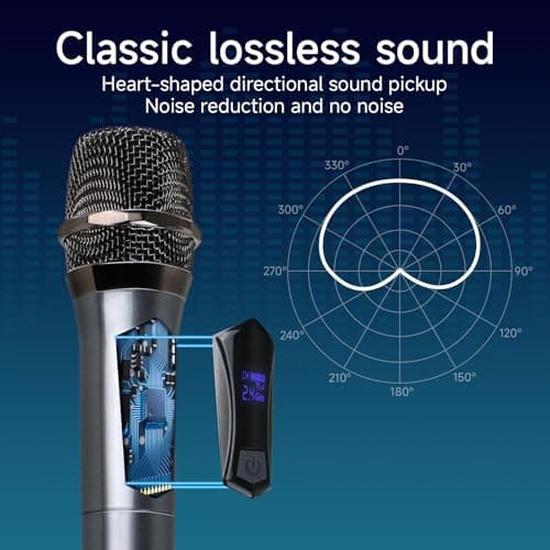 Wireless Karaoke Microphone dynamic Mic Up160ft range handheld plug-and-play design rechargeable Compatible with karaoke machines and PA systems Ideal for party、church Singing and other scenarios - Thumbnail 2
