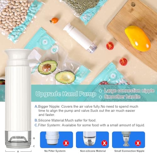 CABIBOX Glass Vacuum Food Storage Containers Set, 4 Pack 21 Oz 2-Compartment Meal Prep Bento Boxes with Handheld Vacuum Pump & 10 Reusable Sealer Bags for Kitchen Organization, Oven/Microwave Safe - Thumbnail 6