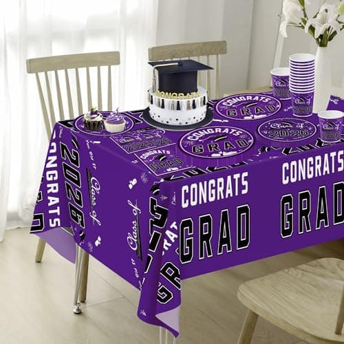 OHOME Graduation Party Decorations 2026 - Graduation Decorations Class of 2026 - Serve 24 - Purple Plates Tablecloth Napkins Cups Graduation Banner- Graduation Party Favors Supplies - Thumbnail 4