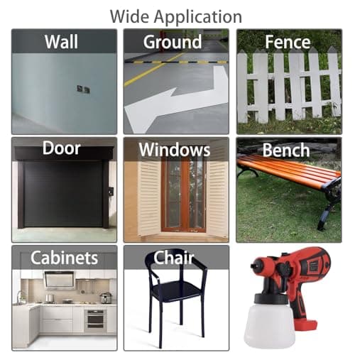 HONJAN Cordless Paint Sprayer, Sprayer Cup, 6 Brass Nozzles and Paper Filter for Home Interior and Exterior, Fence, Deck and Furniture Red(Require Battery Not Include) - Thumbnail 6