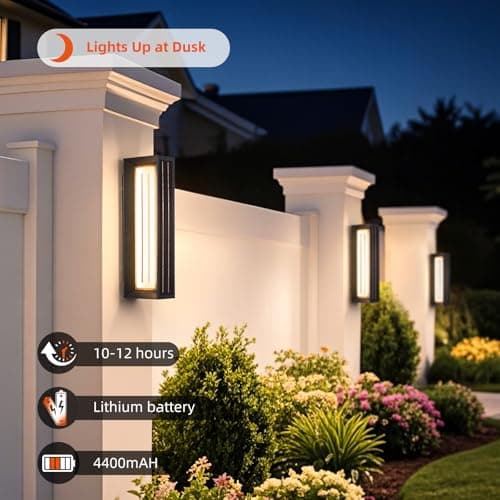 VZVI Solar Wall Lights Outdoor Waterproof, 20.5" 1 Pack Solar Wall Sconce Outdoor, 3000K Sconce Lights Modern Large Front Porch Light Fixture, Exterior Entrance Sconces Lighting for House Garage Patio - Thumbnail 3