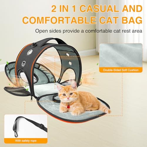 Airline Approved Cat Carrier 17" x 12.5" x 9", Fully Removable with Thick Double-Sided Padding, Breathable & Portable for Cats, Rabbits, Hamsters Under 12 lbs - Thumbnail 2
