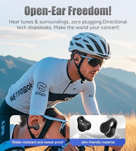 King Lucky i21 Open Ear Clip On Earbuds Wireless Bluetooth Ear Clip Headphones with Mic,Noise Cancelling, Waterproof IPX4,for Small Ears,Perfect for Running,Sports,Glasses Wearers (Black) - Thumbnail 5