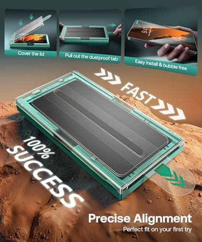 GolbinBox 9H+ for Samsung Galaxy S26 Ultra Screen Protector [12FT Military-Grade] Aerospace Glass Anti-Blue Light Full Coverage Fingerprint Unlock Touch Sensitivity Case Friendly Bubble-Free 2 Pack - Thumbnail 5