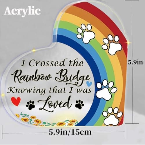 Rainbow Bridge Dog Memorial Gifts for Loss of Dog Cat Christmas Gift,5.9“ Acrylic with LED Light/Picture Frame Keychain with Paw Prints/Sympathy Card Pet Sympathy Bereavement Gifts for Pet Lovers(Paw) - Thumbnail 3