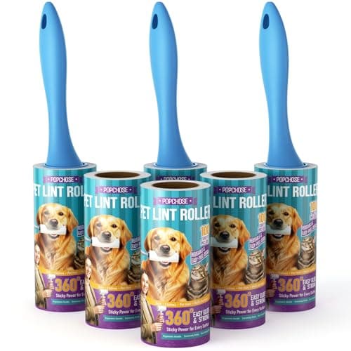 POPCHOSE Lint Roller, 600-Sheet Extra Sticky Lint Rollers for Pet Hair, 3 Handles & 6 Sticky Rolls, Dog Cat Hair Remover for Clothes, Furniture, Couch, Car Seats - Lint Remover for Clothes Value Pack