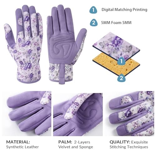 Pleneal Gardening Gloves for Women - Leather Garden Gloves Thorn Proof, Outdoor Protective Working Gloves for Weeding - Thumbnail 3