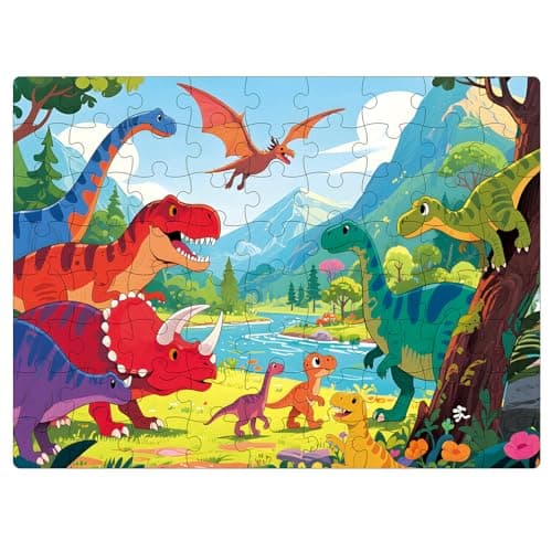 NurtureNook Dinosaur Puzzles for Kids Ages 4-6 3-5, Progressive Jigsaw Puzzle Set (72, 88, 96 Pieces), 3-in-1 Educational Learning Montessori Toys for Boys & Girls, Birthday Gift with 3 Storage Boxes - Thumbnail 6