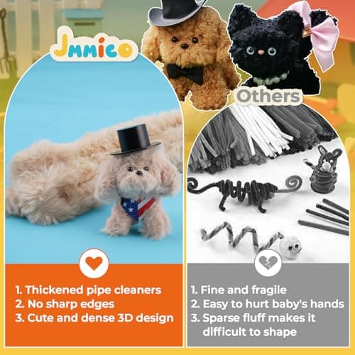 JMMICO 71 PCS Pipe Cleaner Craft Kit for Kids- DIY Animal Puppy Kit with Video Tutorial, Creative Gifts, Kids Classroom Prizes, Arts and Crafts for Kid, Gifts for 8+ Year Old Girls - Thumbnail 6