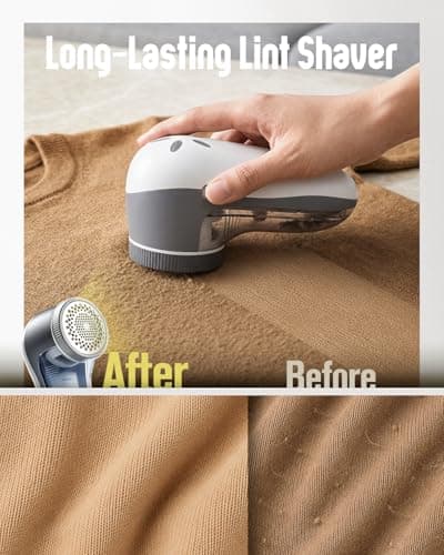 POPCHOSE Fabric Shaver, Lint Shaver for Clothing, Electric Lint Remover with 6-Leaf Blades, Sweater Defuzzer, Clothes Shaver for Couch, Furniture, Blanket, Remove Pilling, USB Rechargeable - Thumbnail 3