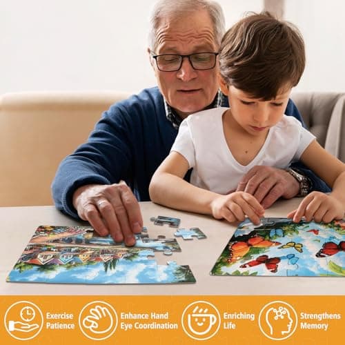 6 Pack 20 Large Piece Jigsaw Puzzles for Seniors with Dementia,Alzheimers Products for Elderly│Easy Memory Games, Cognitive Activities and Gifts for Patients in Nursing Homes(Landscape) - Thumbnail 3